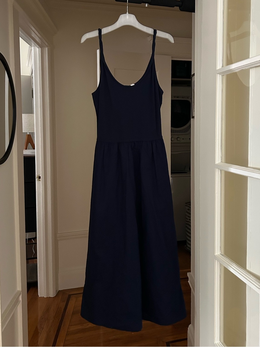 NWT Navy Mixed Media Dress with Twist Straps
